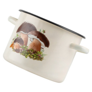 Garnek emaliowany GRZYBKI 4,5l kremowy bez pokrywki