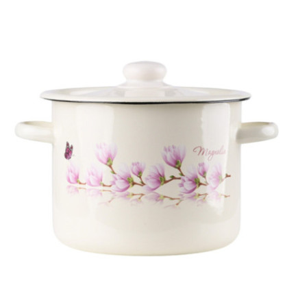 Garnek emaliowany MAGNOLIA kremowy 4,5l z pokrywką