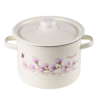 Garnek emaliowany MAGNOLIA kremowy 4,5l z pokrywką