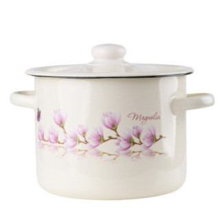 Garnek emaliowany MAGNOLIA kremowy 4,5l z pokrywką