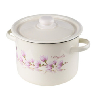 Garnek emaliowany MAGNOLIA kremowy 4,5l z pokrywką