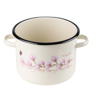 Garnek emaliowany MAGNOLIA kremowy 4,5l z pokrywką