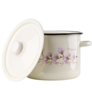 Garnek emaliowany MAGNOLIA kremowy 4,5l z pokrywką