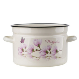 Garnek emaliowany z pokrywką MAGNOLIA kremowy 9l