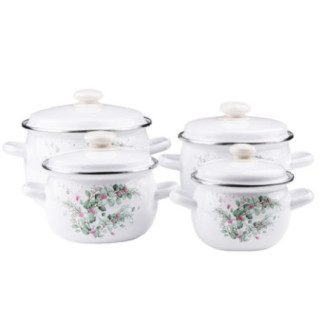 Komplet 4 garnków emaliowanych EUKALIPTUS 1,5l/2,5l/3,5l/5l