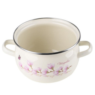 Komplet 4 garnków emaliowanych z pokrywkami MAGNOLIA kremowe 1,5l/2,5l/3,5l/5l gaz indukcja