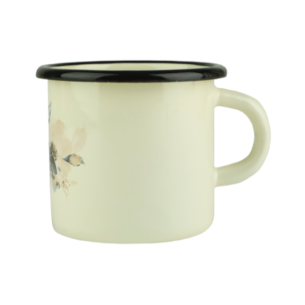 Kubek emaliowany JAŚMIN 400 ml - kremowy z motywem jaśminu